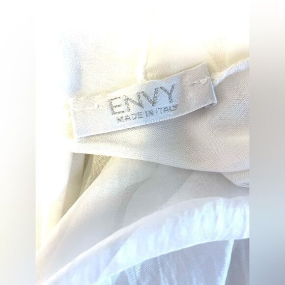 Envy Open Front Silk Trimmed Waterfall Cardigan White M - Picture 6 of 7